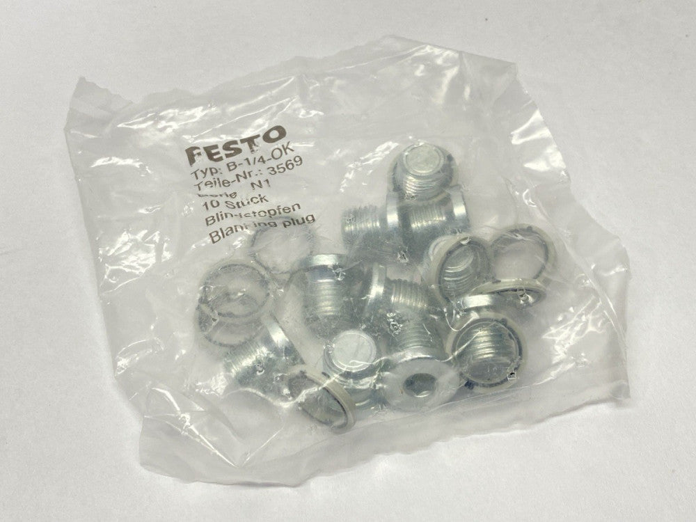Festo B-1/4-OK Blanking Plug 3569 PKG OF 10