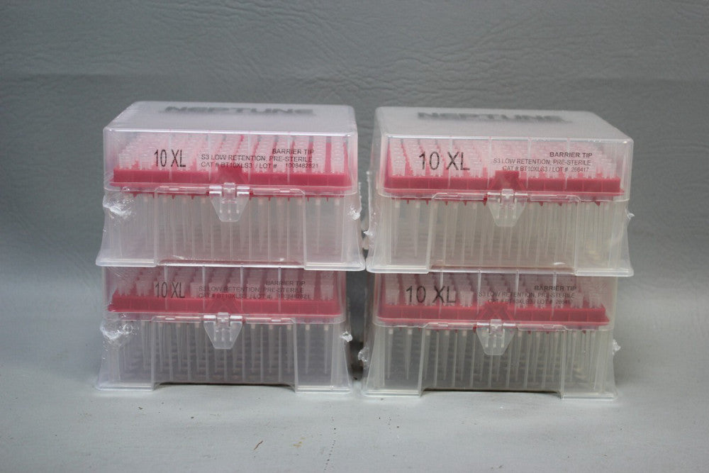LOT OF 4 NEPTUNE BARRIER TIPS 10XL BT10XLS3 LOW RETENTION PRE-STERILE