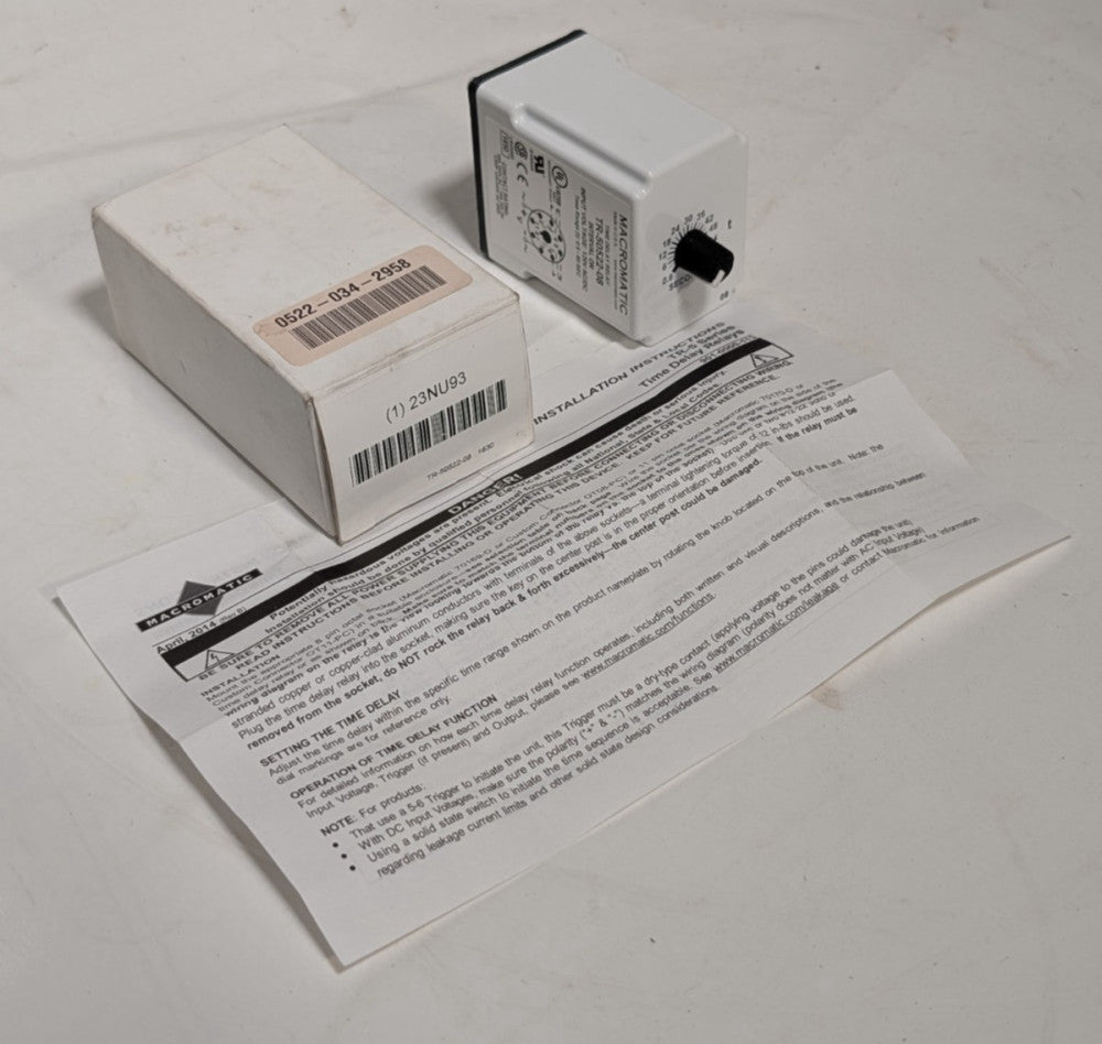 Macromatic TR-50522-08 TR-5 Series Time Delay Relay, 120VAC/DC, 8 Pin, 0.6-60 Sc