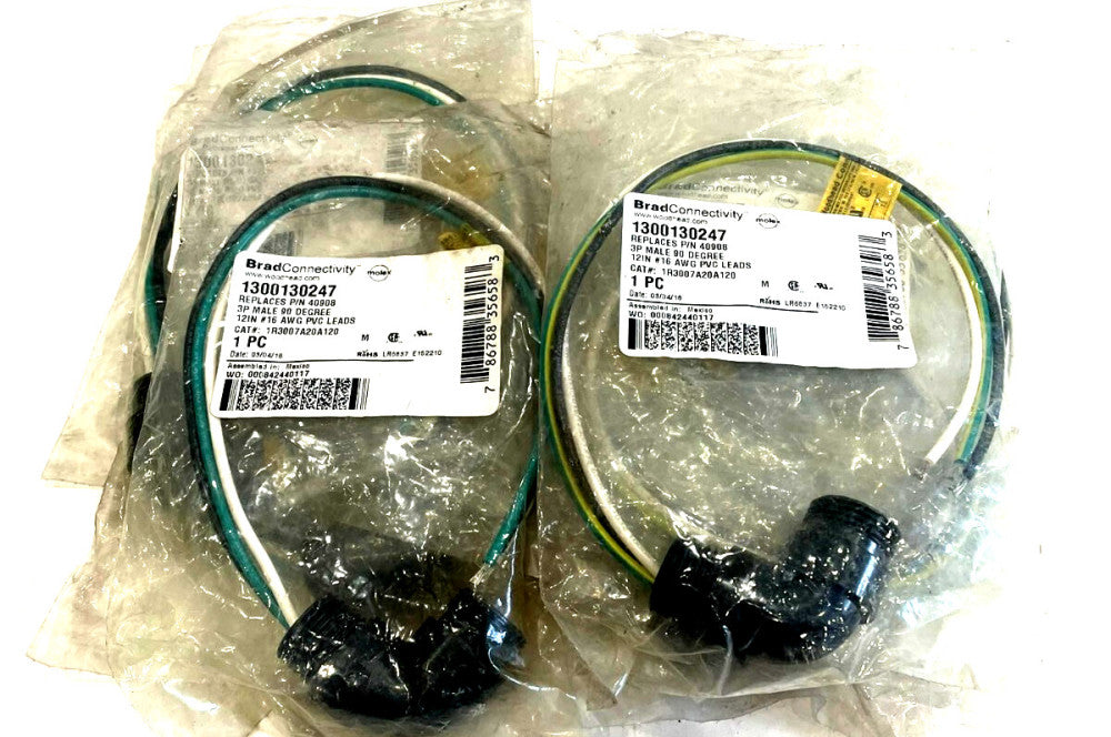 NEW MOLEX WOODHEAD 1R3007A20A120 3P MALE PVC LEADS 40908 LOT OF 13