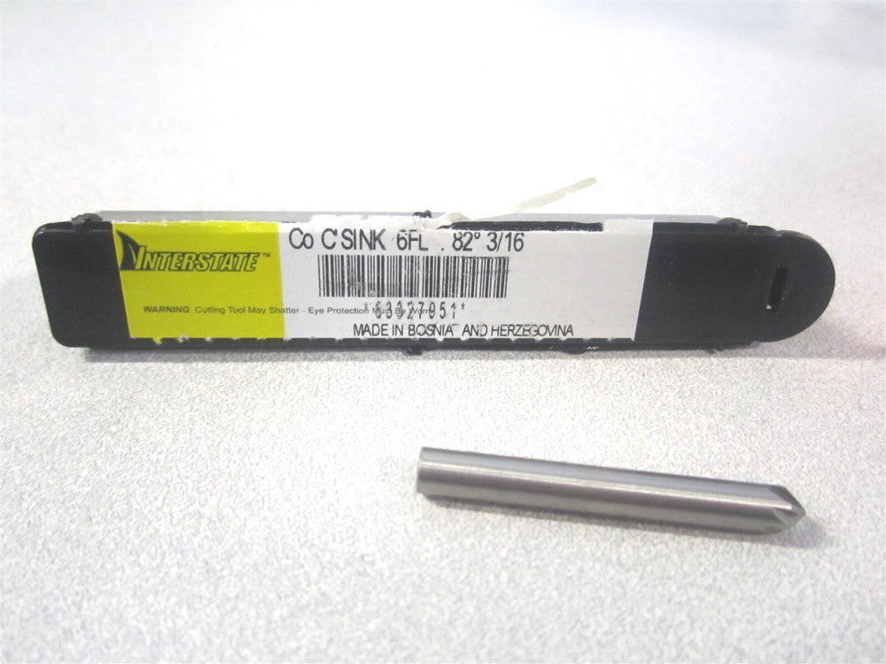 (SC2182012) 3/16" x 3/16" Cobalt Steel 6 Flute RH Cut Countersink