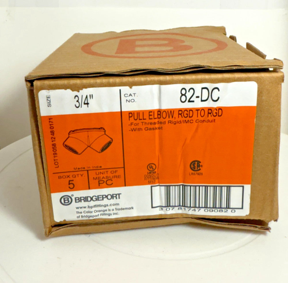 (Box of 5) Bridgeport 82-DC 3/4" Pull Elbow RGD to RGD