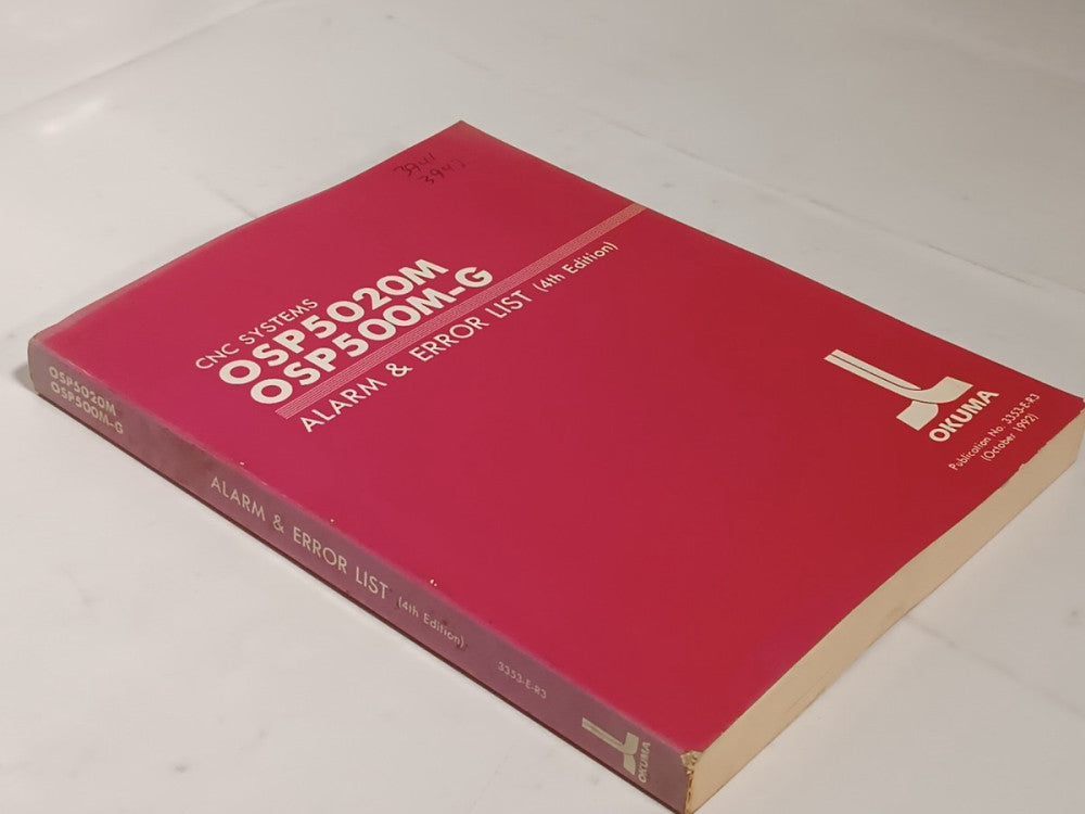 Okuma OSP5020M OSP500M-G CNC Systems Alarm & Error List 4th Edition No 3353-E-R3