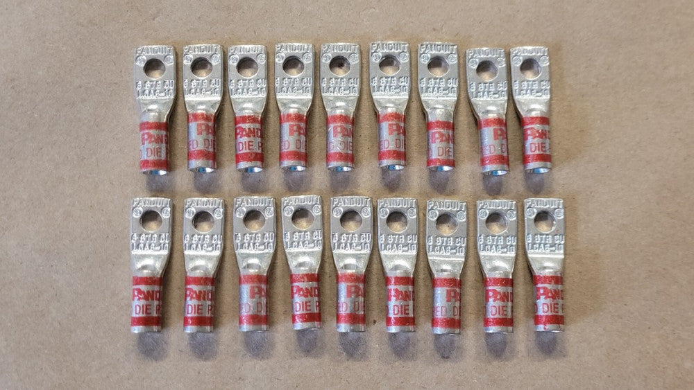 Lot of 18 Panduit LCA8-10-L Lug Crimp Connectors Red Die P21 #10 Stud 8AWG Wire