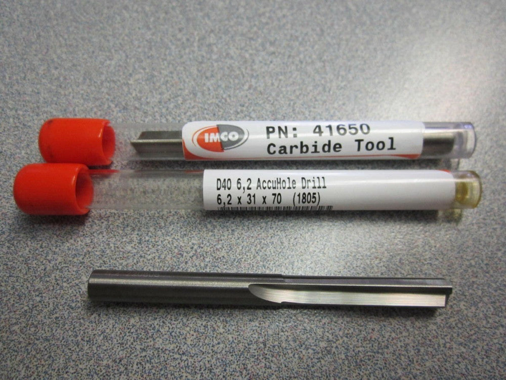IMCO (41650) 6.2mm x 31 x 70 Carbide Straight Flute AccuHole Drill Bits - Qty 2