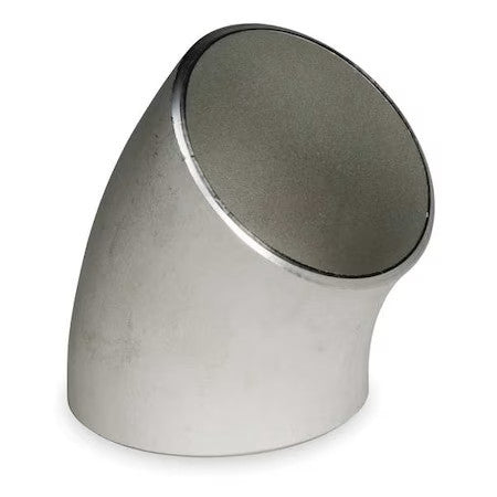 Zoro Select 4381017410 3/4" Butt Weld 304L Ss Long Radius 45 Degree Elbow Sch 40