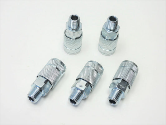 (Lot of 5) Amflo 1/4" TF x 1/4" MPT Couplers Steel Type C C1 AMFC1