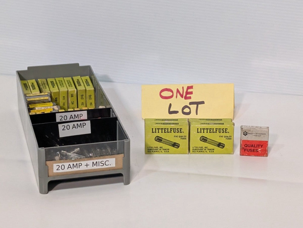 Lot of Assorted Miniature Glass Tube Fuses, 20  25  30 Amperages - As Pictured