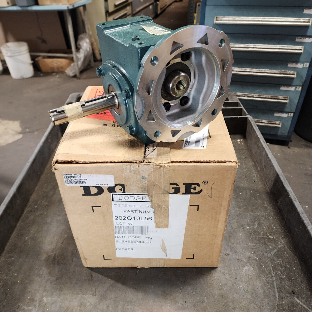 NEW DODGE TIGEAR RIGHT ANGLE WORM GEAR SPEED REDUCER 10:1 RATIO 2 HP 202Q10L56