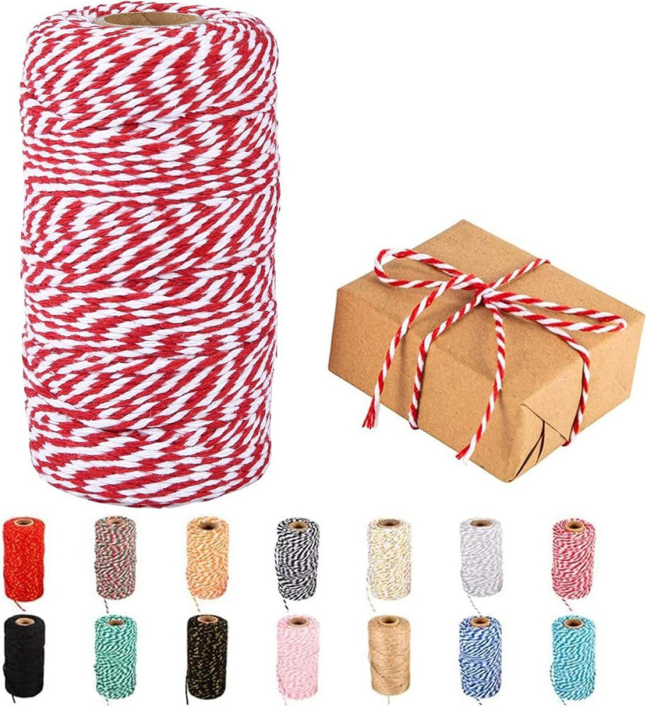Cotton Twine, 328 Feet Red & White - Craft & 328 Feet/Red White, 