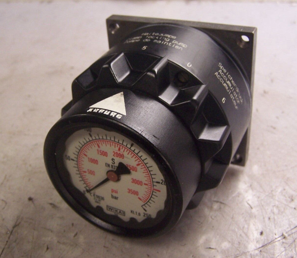 ARBURG INJECTION MOLDING HYDRAULIC PRESSURE GAUGE RANGE 0-250 BAR 0-3500 PSI