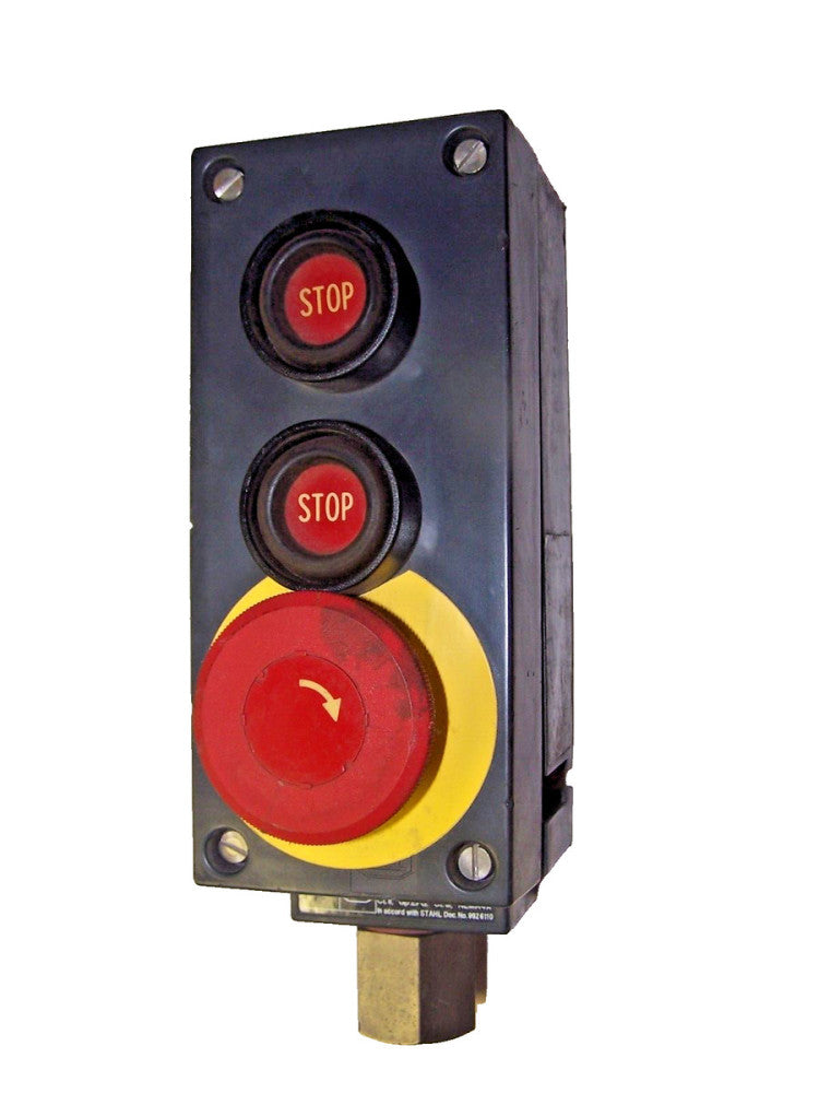 KILLARK STAHL 2 HOLE PUSH BUTTON STATION WITH E-STOP 480 VAC  8030/13