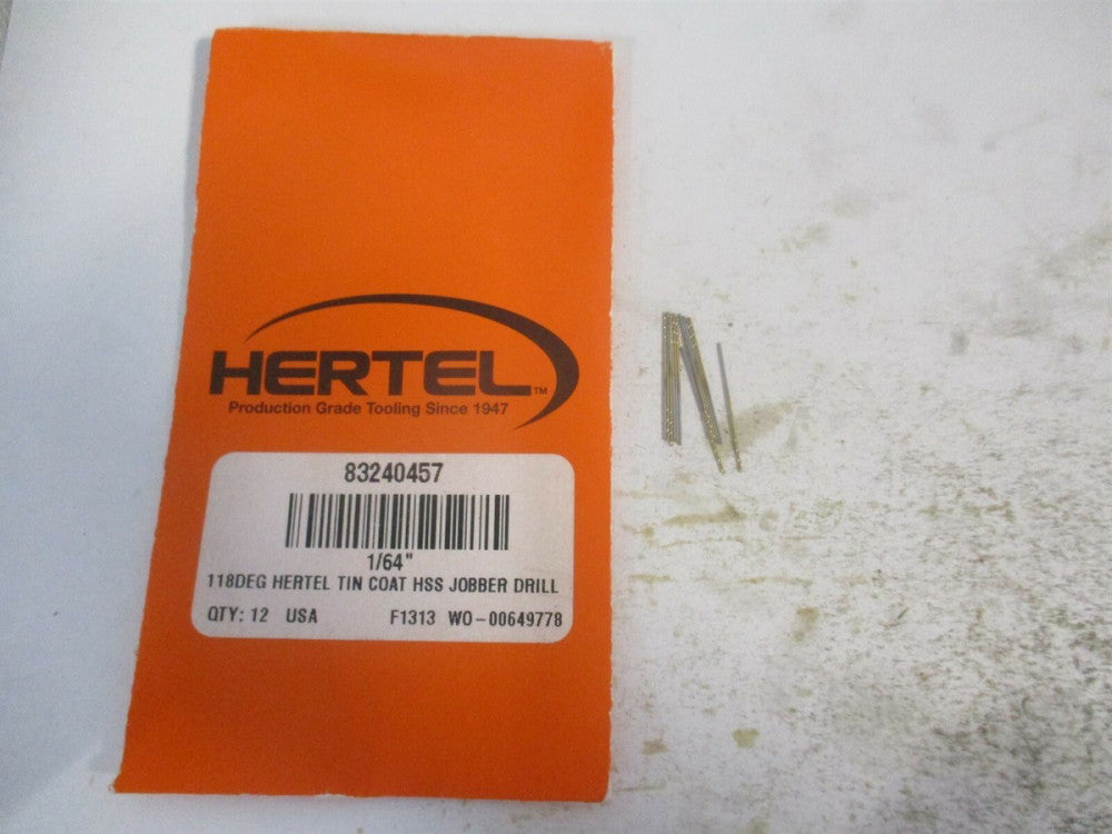(83240457) 1/64" x 3/16" x 3/4" OAL 118° High Speed Steel Jobber Drill - Qty 12 