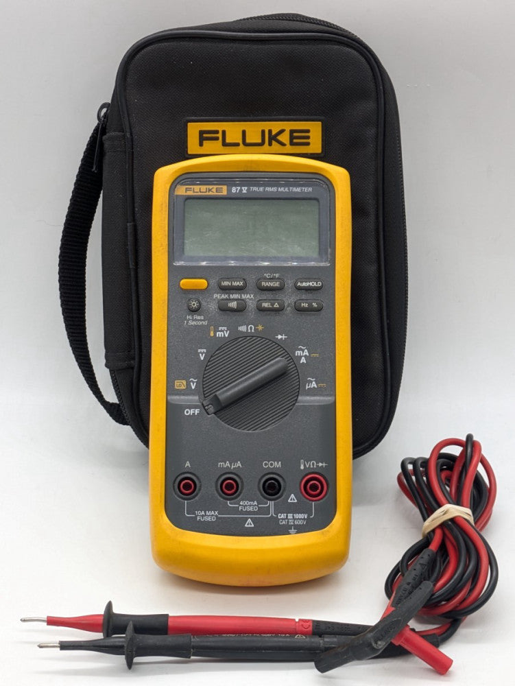 FLUKE 87V TRUE RMS Industrial Digital MULTIMETER w/ Case & Leads (EC3035103)