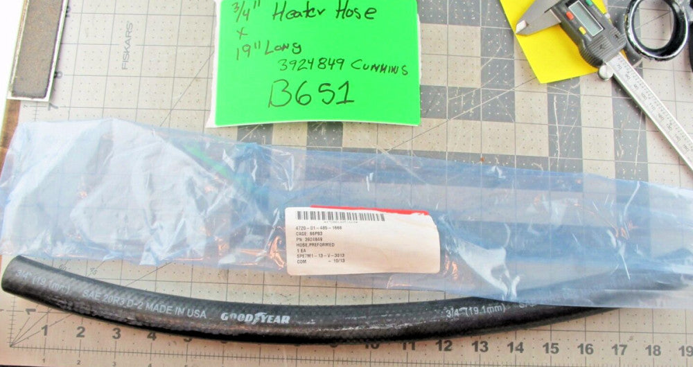 ¾” X 19”  Black Heater Hose 3924849 Cummins / Goodyear [B6S1]