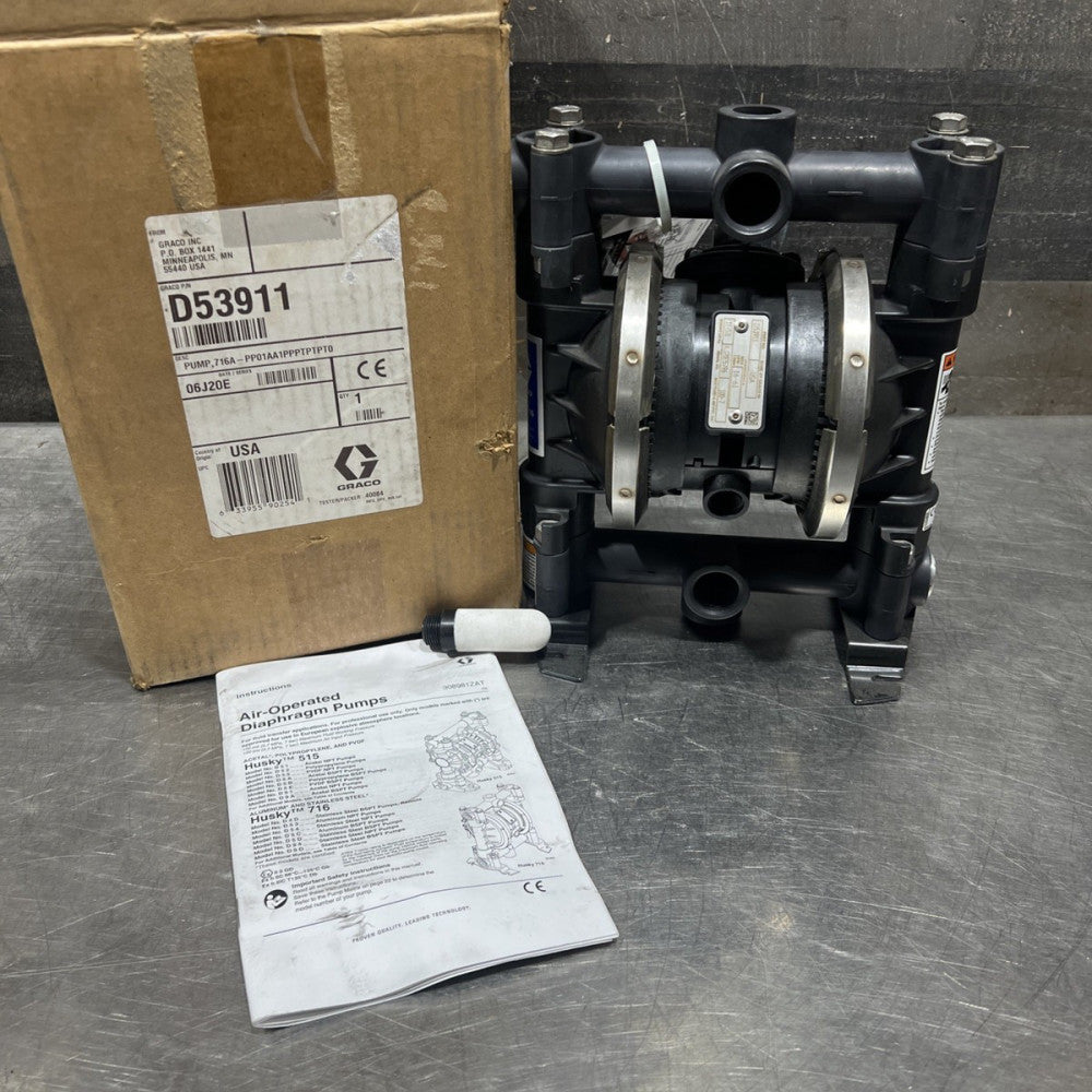 D53911 Graco Husky 716 Metal Air-Operated Double Diaphragm Pump Nos Surplus