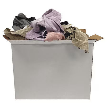 Zoro Select 5Lvd9 Recycled Cotton Cloth Rag 10 Lb. 18" X 18", Assorted