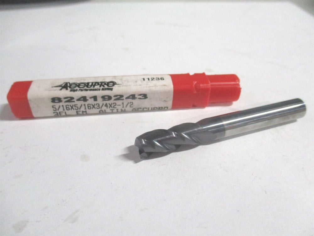 (12181996) 5/16 x 3/4 x 5/16" x 2-1/2" OAL Solid Carbide 3 Flute Square End Mill