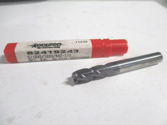 (12181996) 5/16 x 3/4 x 5/16" x 2-1/2" OAL Solid Carbide 3 Flute Square End Mill