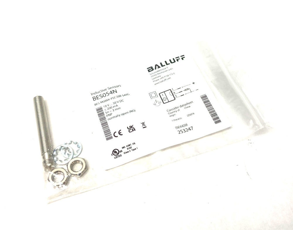 Balluff BES054N Inductive Proximity Sensor PNP 3mm Range BES M08MI-PSC30B-S49G
