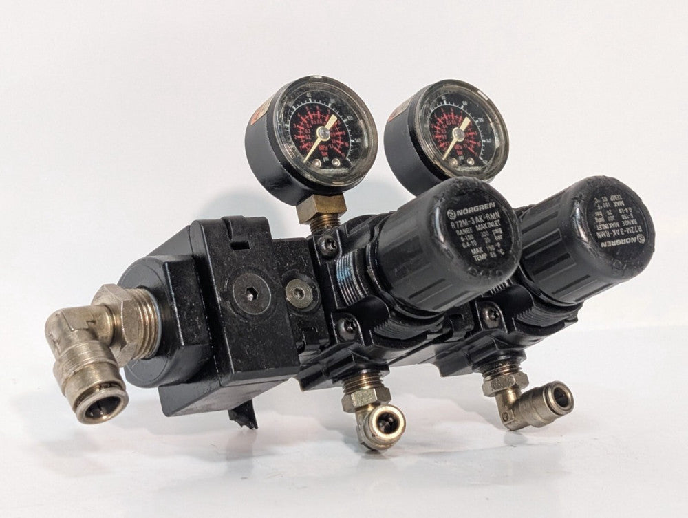Lot of 2 Norgren R72M Series General Purpose Pressure Regulators in Assembly