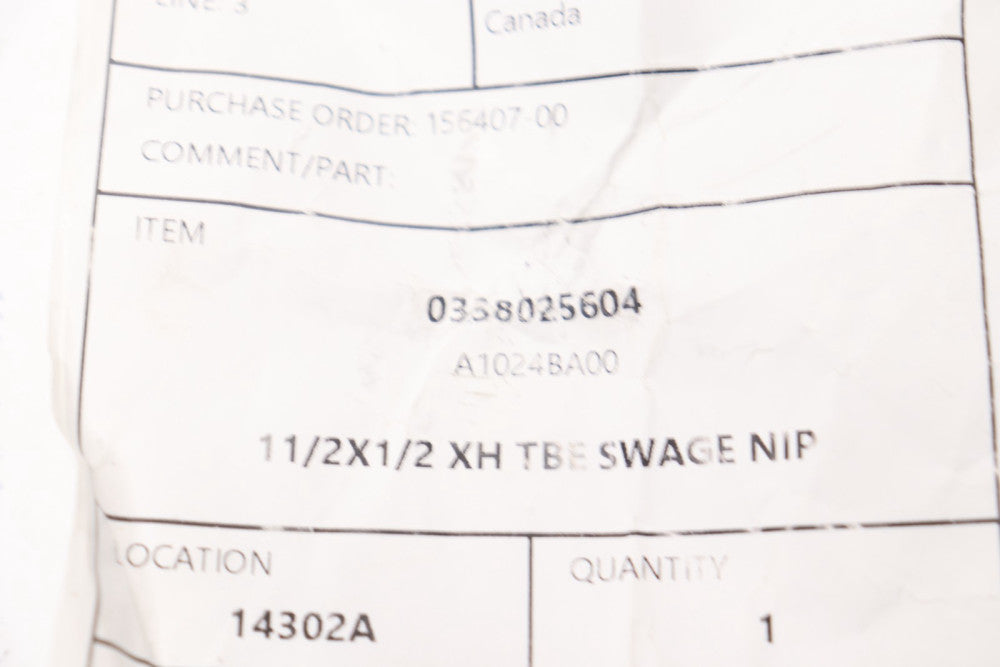 J.B. Smith Swage Nipple Carbon Steel Male NPT x Male NPT 1-1/2" x 1/2" 033802560