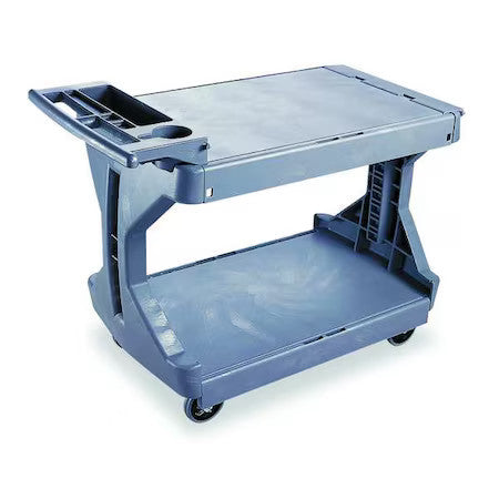 Akro-Mils 30936Grey Utility Cart With Flip-Gate Flush Plastic Shelves,