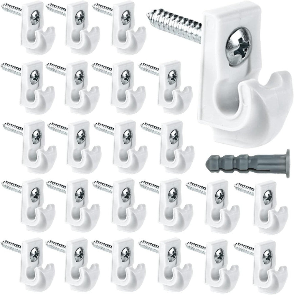24 Pack White Down Wall Clip Closet Shelves Clips Wire Shelf Medium, 24 PACK 