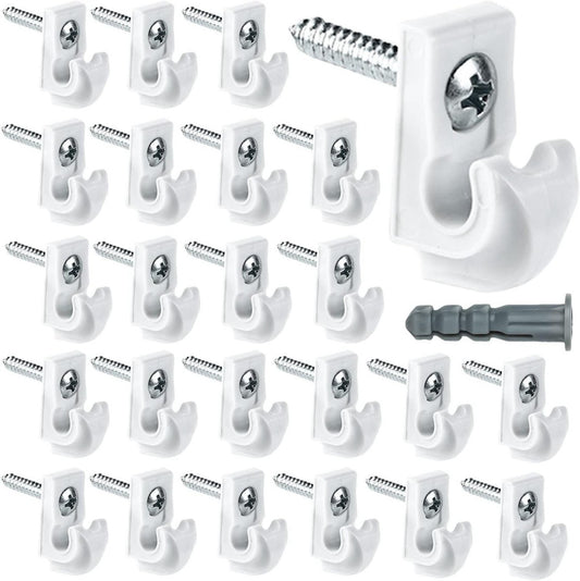24 Pack White Down Wall Clip Closet Shelves Clips Wire Shelf Medium, 24 PACK 