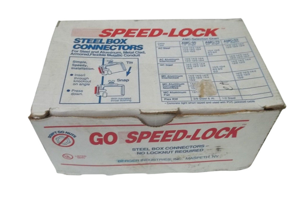 LOT OF 25 SPEED-LOCK AMC-75 3/4" STEEL BOX CONNECTORS NSMP