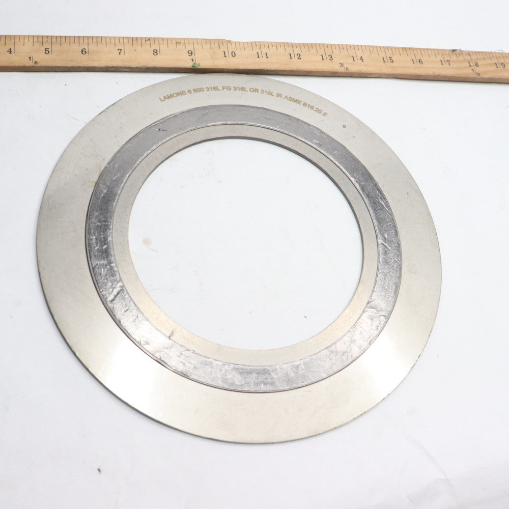 Lamons Spiral Wound Gasket 600 316L Stainless Steel Inner Ring 6"  
