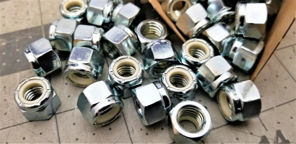 (100) 3/8-16 Nylock Hex Locking Nuts Coarse Zinc Plated [C1B2]