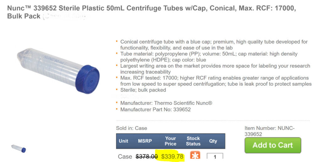 (25 Pack) 50mL Sterile HDPE Conical Centrifuge Tubes With Cap [A7S2]
