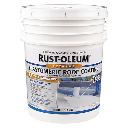 Rust-Oleum 301992 Elastomeric Roof Coating, 4.75 Gal., White, Dry Time: 2 To 24