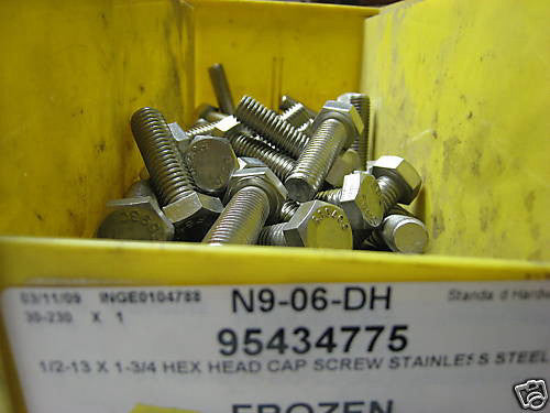 10 pieces 1/2 -13 Stainless Steel Hex Head Cap Screw 1-3/4 in 