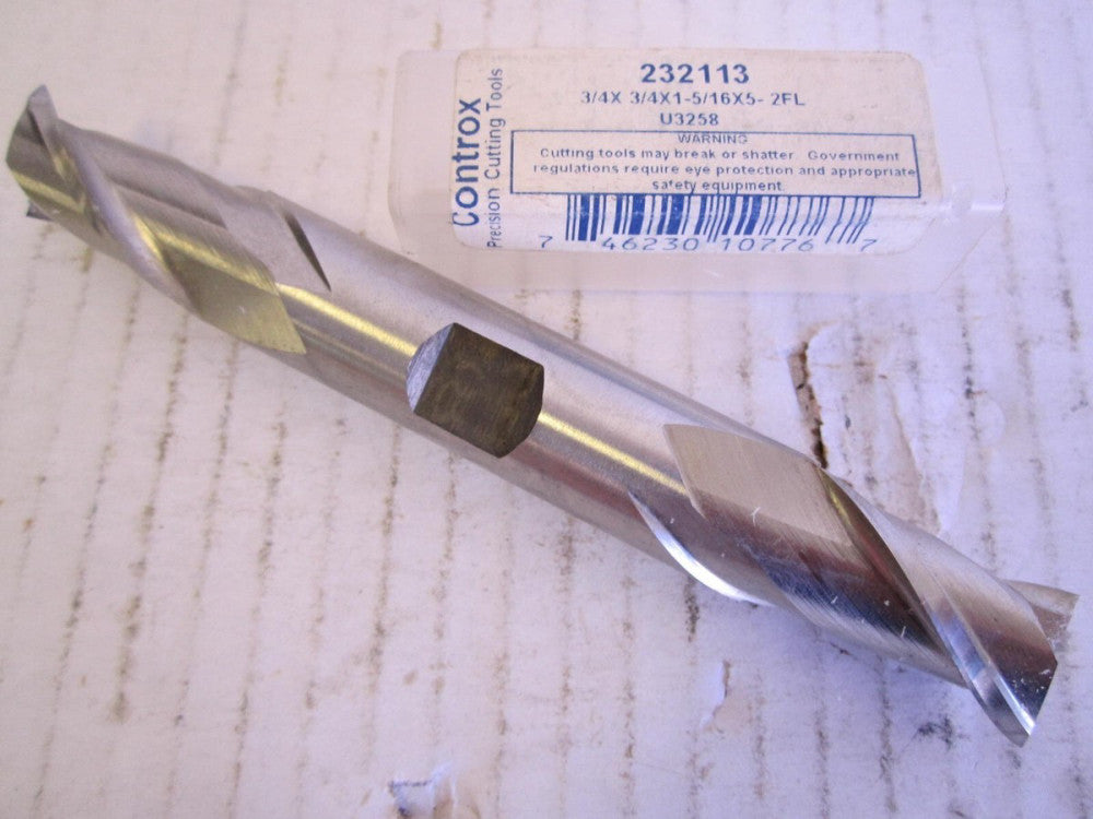 Controx (232113) 3/4" x 3/4" x 1-5/16" x 5" OAL 2-Flute HSS Double End Endmill 