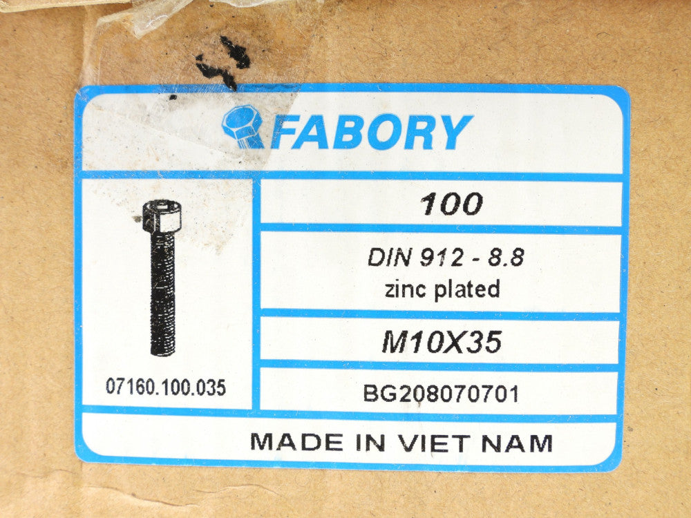 100x M-10 1.50 x 35mm 8.8 SHCS Socket Heat Cap Screw Zinc Plated Steel Fabory