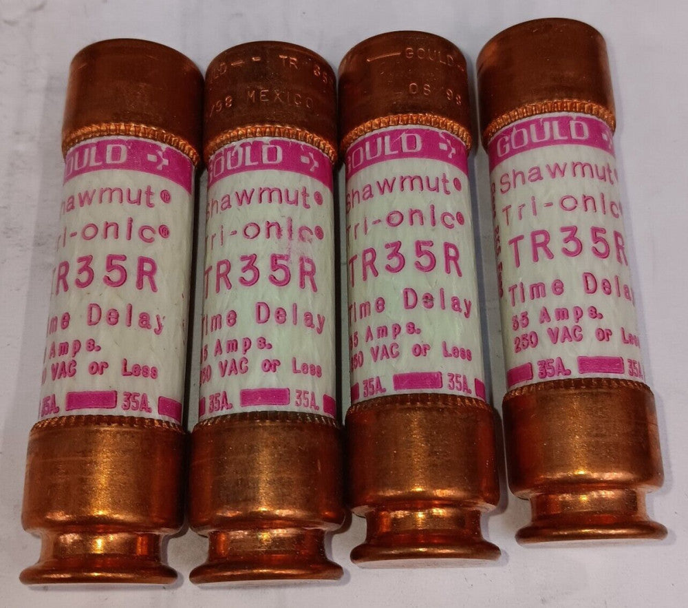 LOT OF 4) NEW GOULD SHAWMUT 35 AMP TRI-ONIC FUSE 250 VAC TR35R