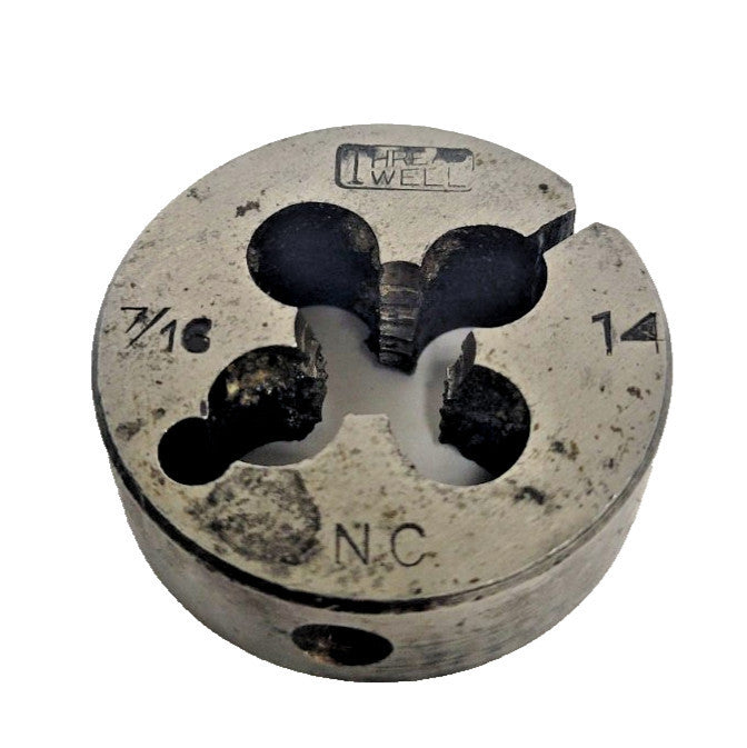 THREAD WELL 7/16"-14 THREADING DIE 1-1/2" OD 1/2" THICKNESS HSS