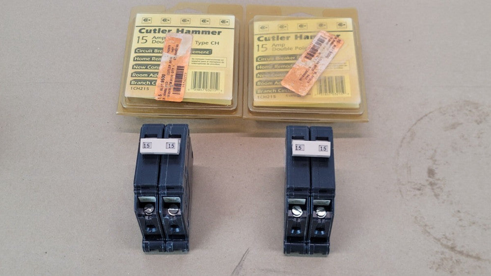 NOS Lot of 2 Cutler Hammer CH215 Circuit Breakers 15A 2P Type CH 120/240V