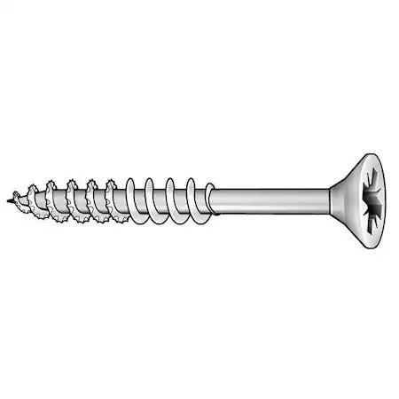 Zoro Select Dkpbi0-60162G-100Bx Deck Screw, No. 6 X 1-5/8 In, Steel, Flat Head,