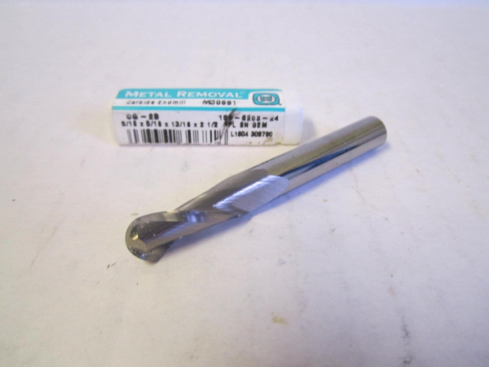 Metal Removal 5/16 x 5/16 x 13/16 x 2-1/2" Ball End Carbide 2-Flute Endmill New