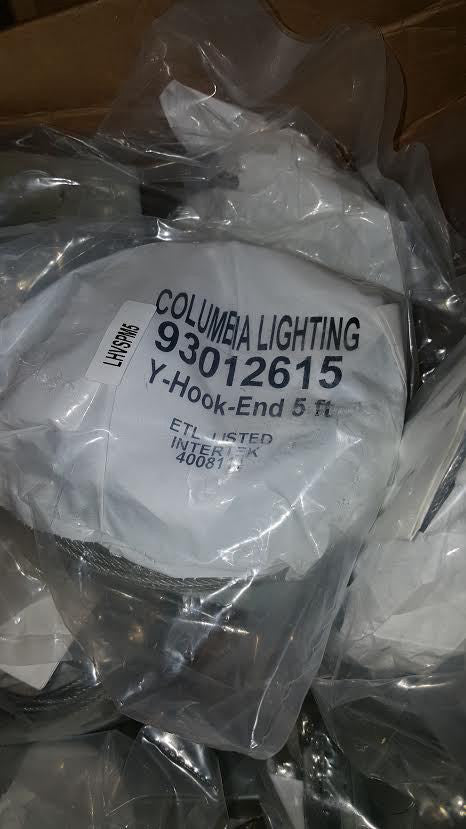 Columbia Lighting 3/32" Galvanized Y Loop Cable w/Hooks Sgle Pt Mnt  93012615