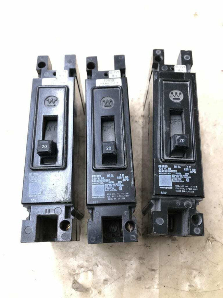 Westinghouse EB1020 20A Single Pole Miniature Circuit Breaker 120VAC 125VDC