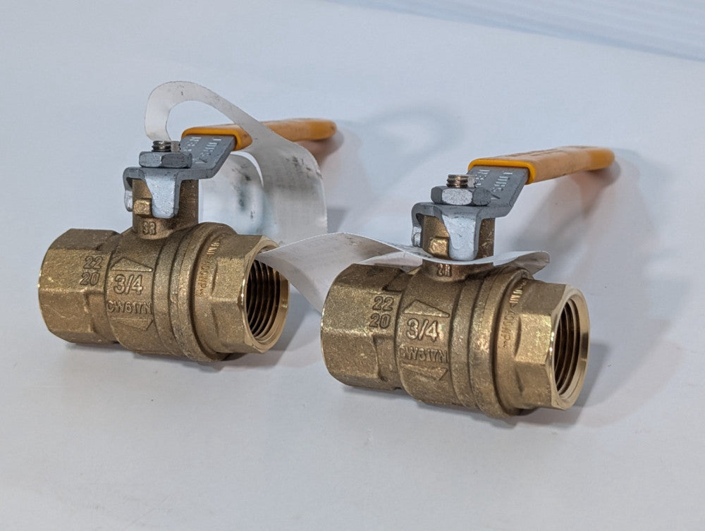 Lot of 2 Rubinc Brass Ball Valves 3/4" CW617N, 600CWP PN40 DN20, Full Port Type