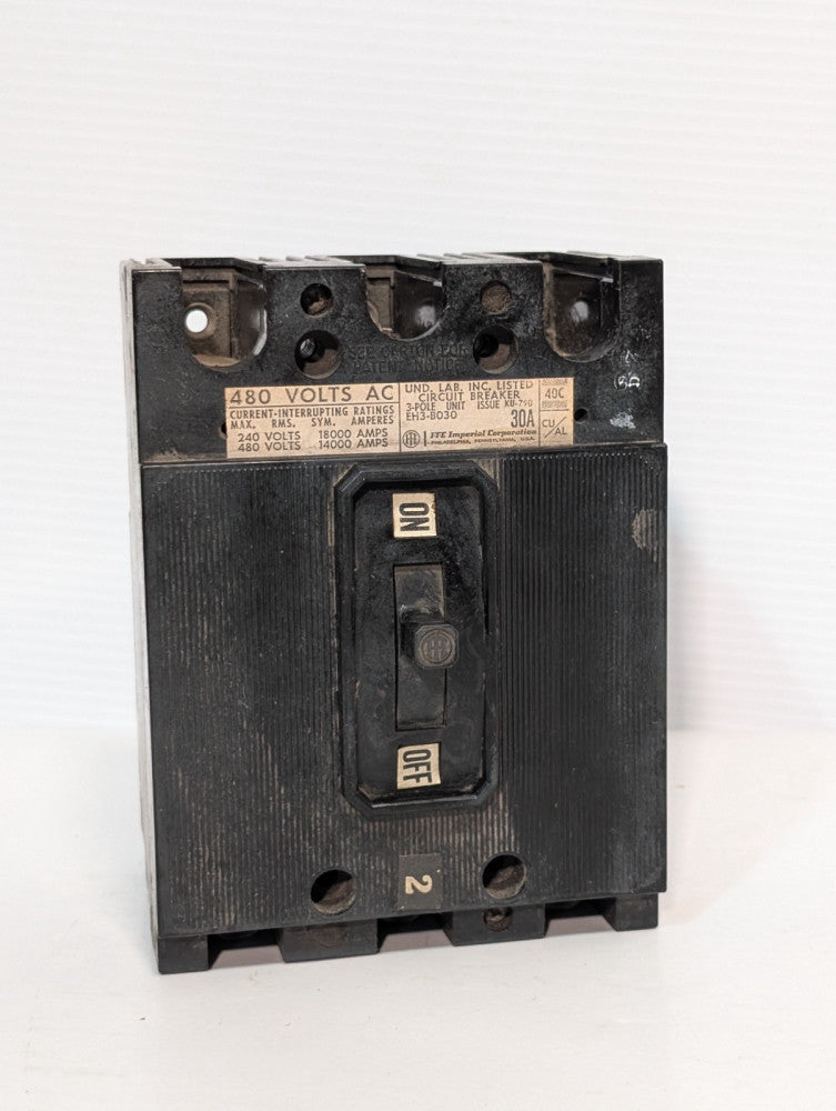 ITE EH3-B030 Circuit Breaker 30A 3-Pole Unit Issue KU-790 480VAC, As Shown