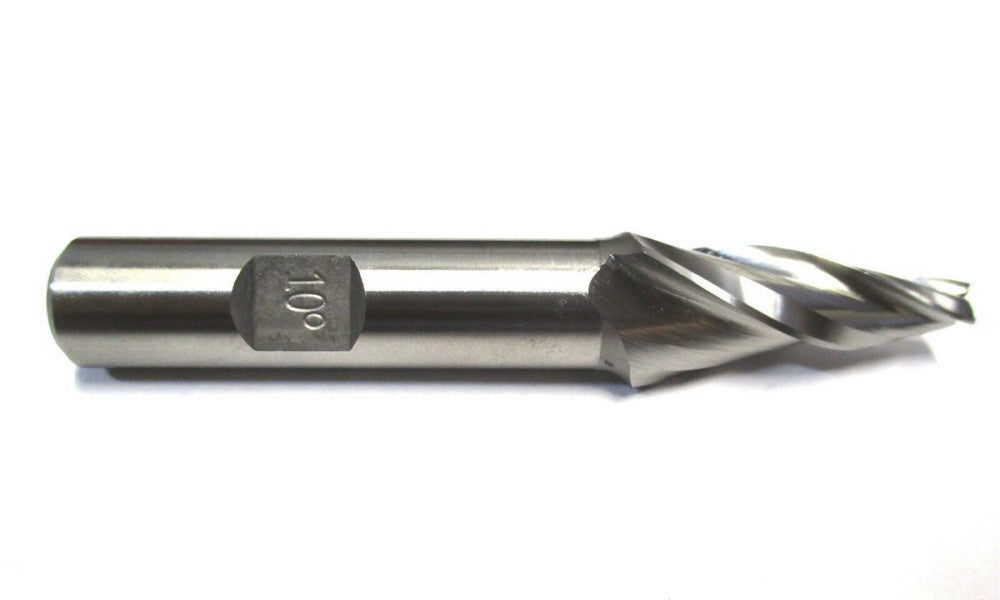 Made in USA (T-305) 3/16" 10° Per Side 3-Flute CC RH HSS Tapered Square End Mill
