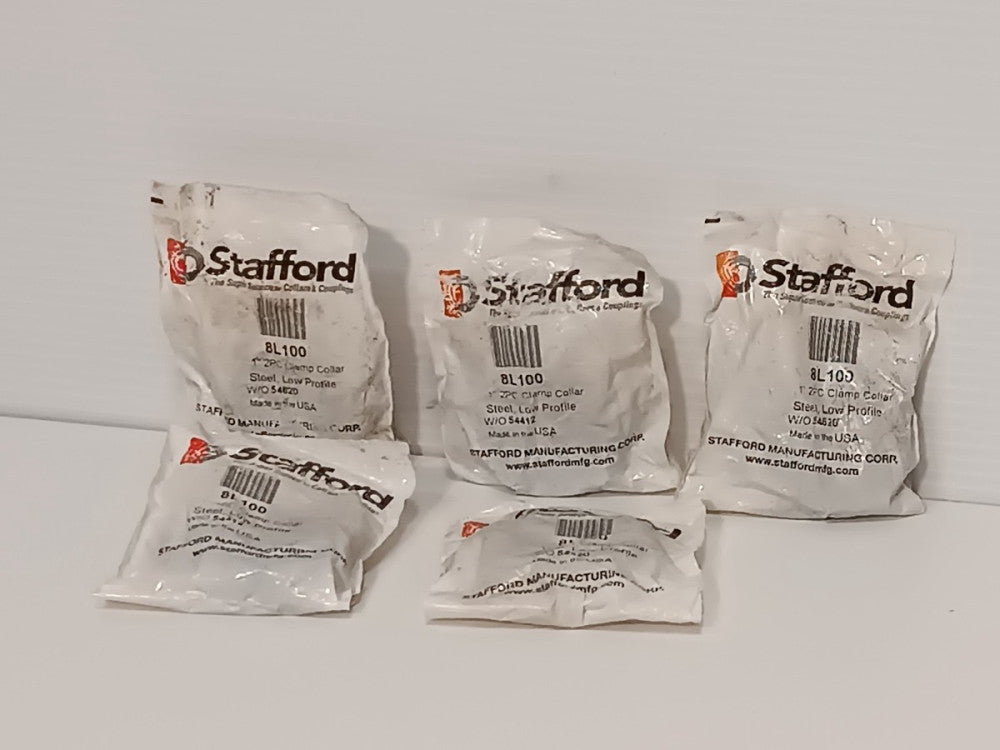 Lot of 5: Stafford 8L100 steel low profile 1" 2-piece clamp collars w/o 54412