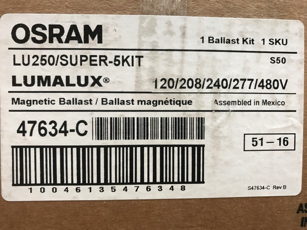 Osram Sylvania LU250/SUPER5-KIT Magnetic Core & Coil Ballast, High Pressure 