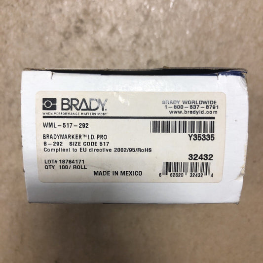 (100) Brady ID PRO Cable / Wire Marking Label Cartridge WML-517-292, Dot Matrix